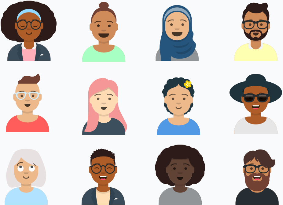 Illustration representing diverse people